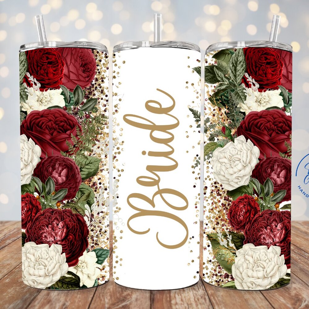Floral Bride Tumbler, Bride Tumbler With Flowers, Bridal Shower Gift